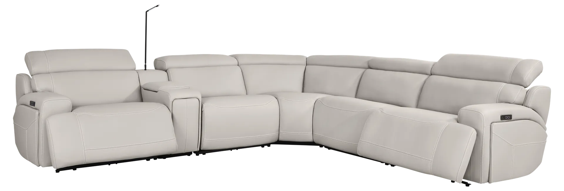 light gray 6 pc dual power reclining sectional