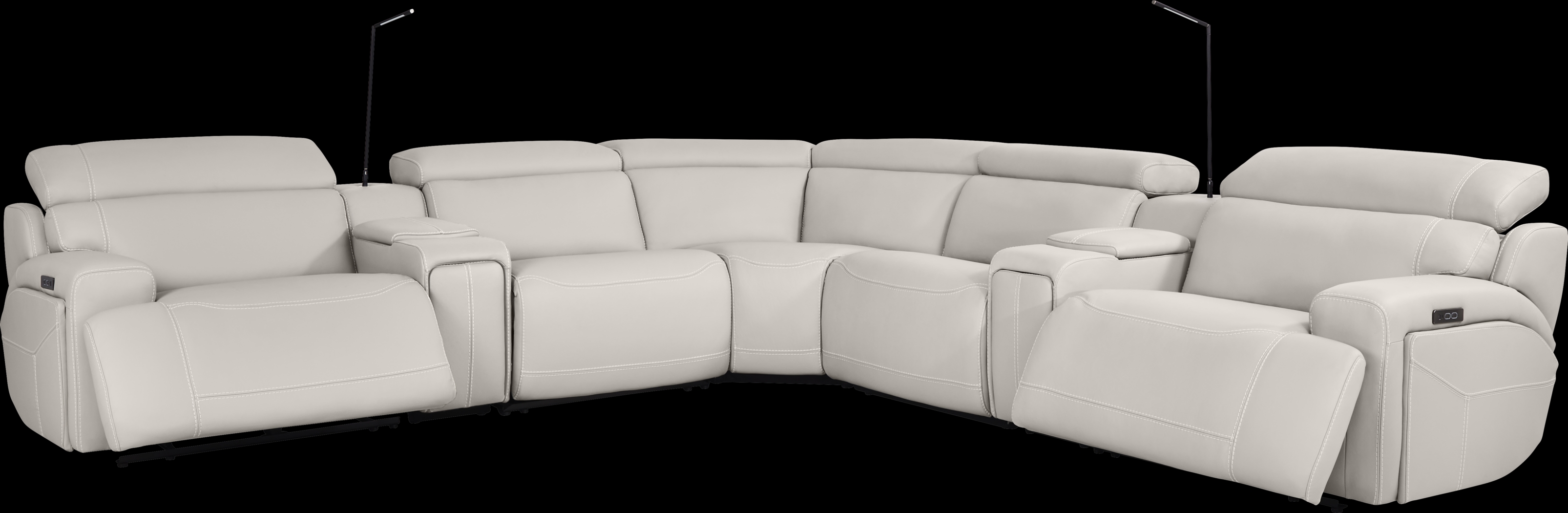 Alessio Light Gray Leather 11 Pc Dual Power Reclining Sectional Living Room - Thumbnail - Image 2