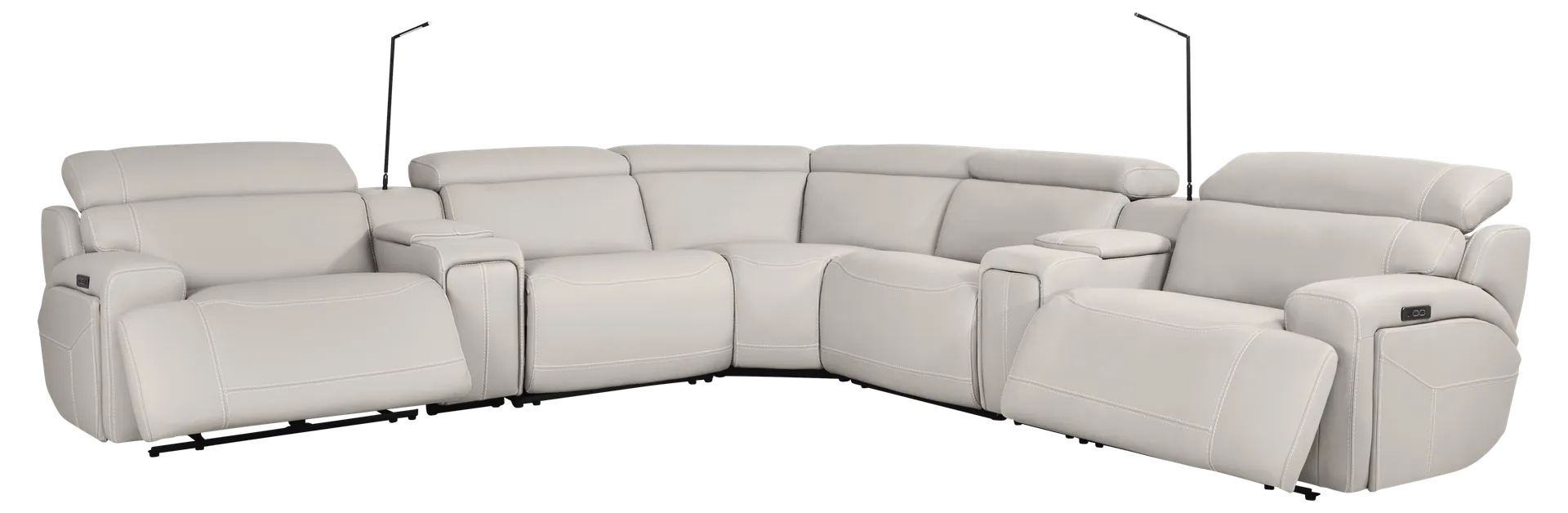 light gray 7 pc dual power reclining sectional