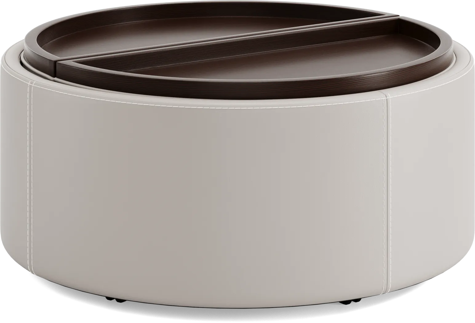 Alessio Light Gray Leather Cocktail Storage Ottoman - Image 2