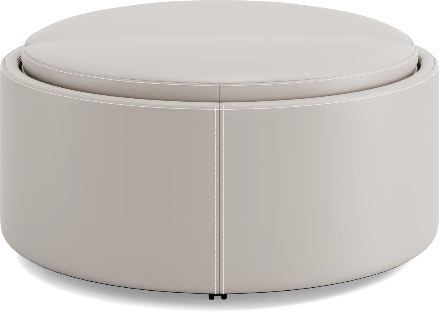 Alessio Light Gray Leather Cocktail Storage Ottoman - Image 3