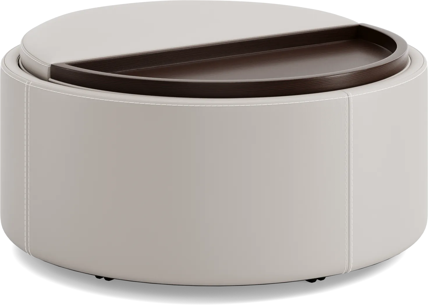 Alessio Light Gray Leather Cocktail Storage Ottoman - Image 4