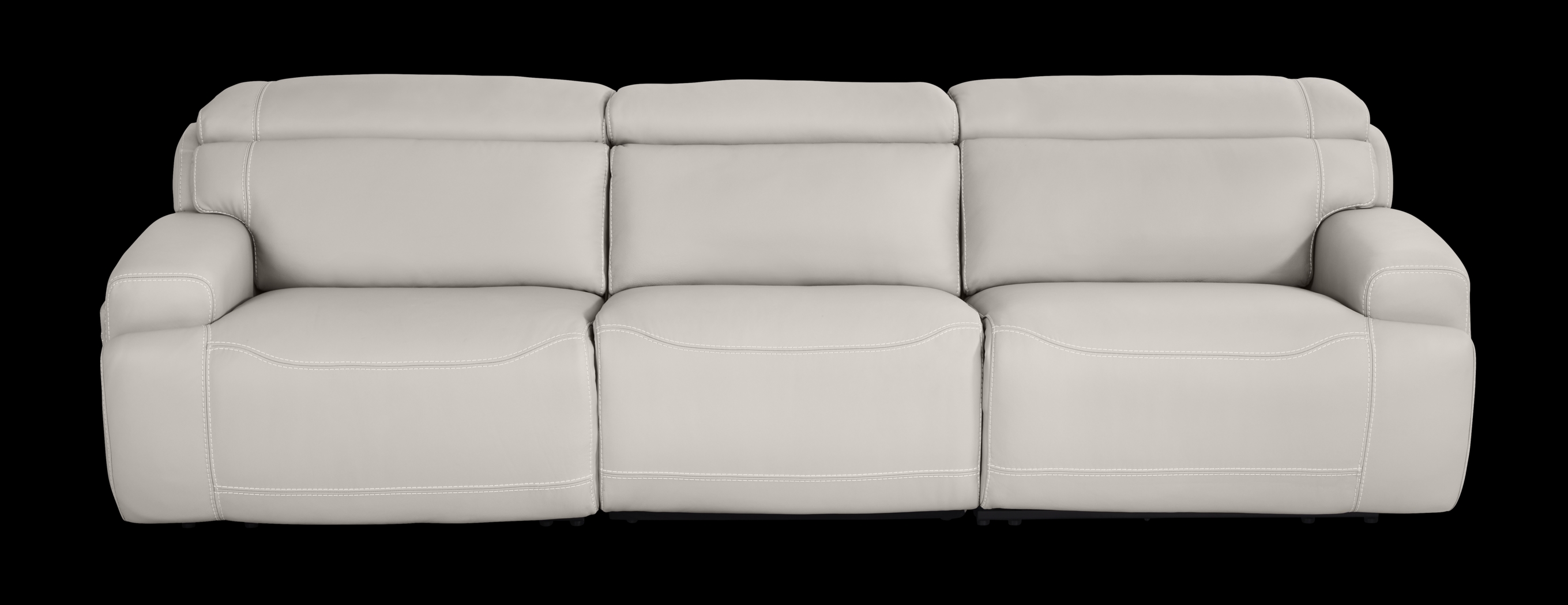 Alessio Light Gray Leather Dual Power Reclining Sofa - Thumbnail - Image 1