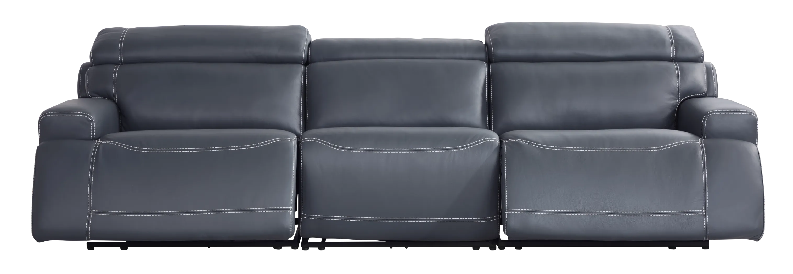 Alessio Navy Leather Dual Power Reclining Sofa - Thumbnail - Image 2