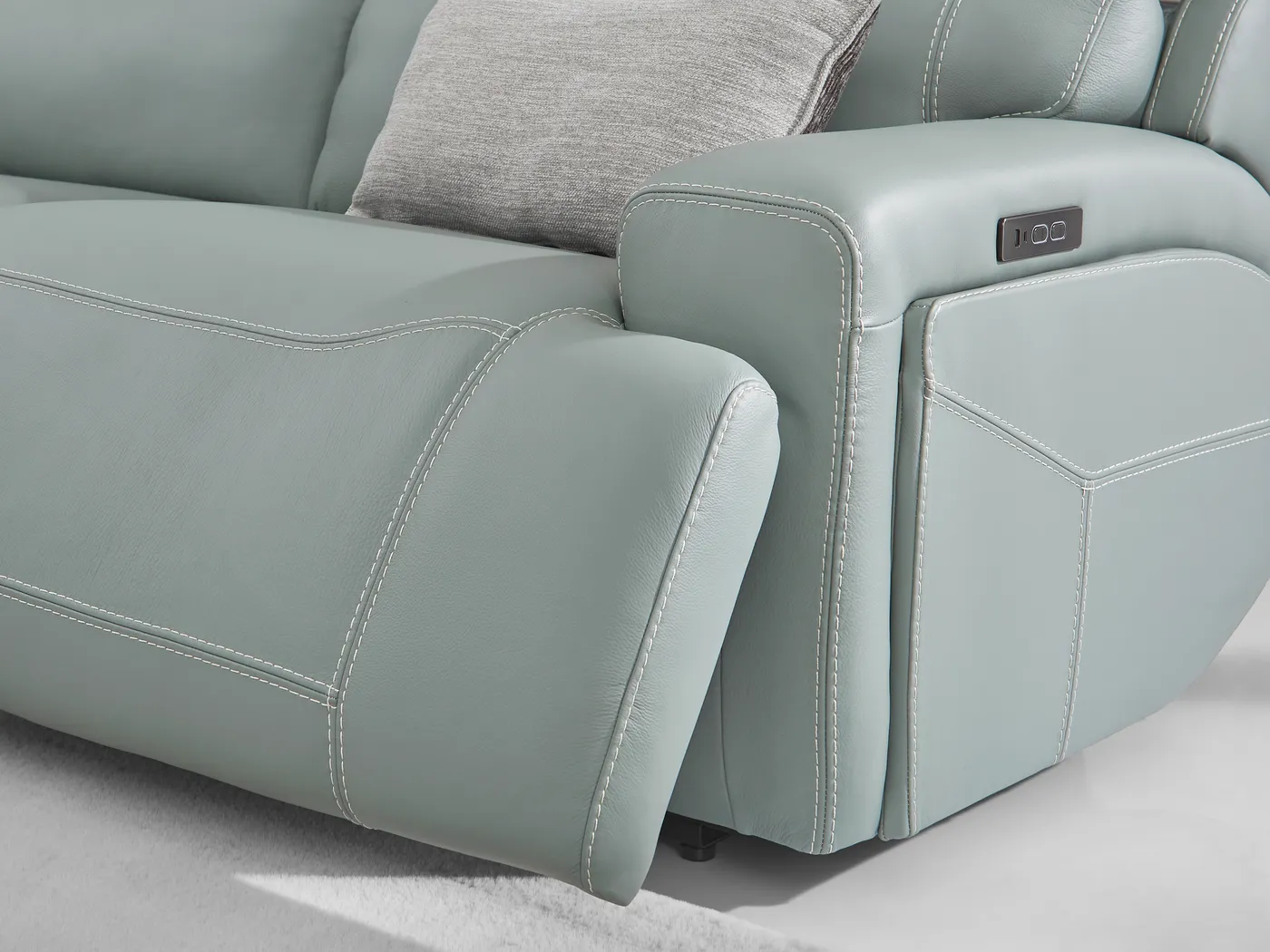 Alessio Mint Leather 9 Pc Dual Power Reclining Sectional Living Room - Thumbnail - Image 7