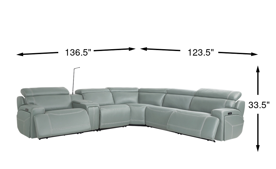 Cindy Crawford Alessio Mint Green Leather 6 Pc Dual Power