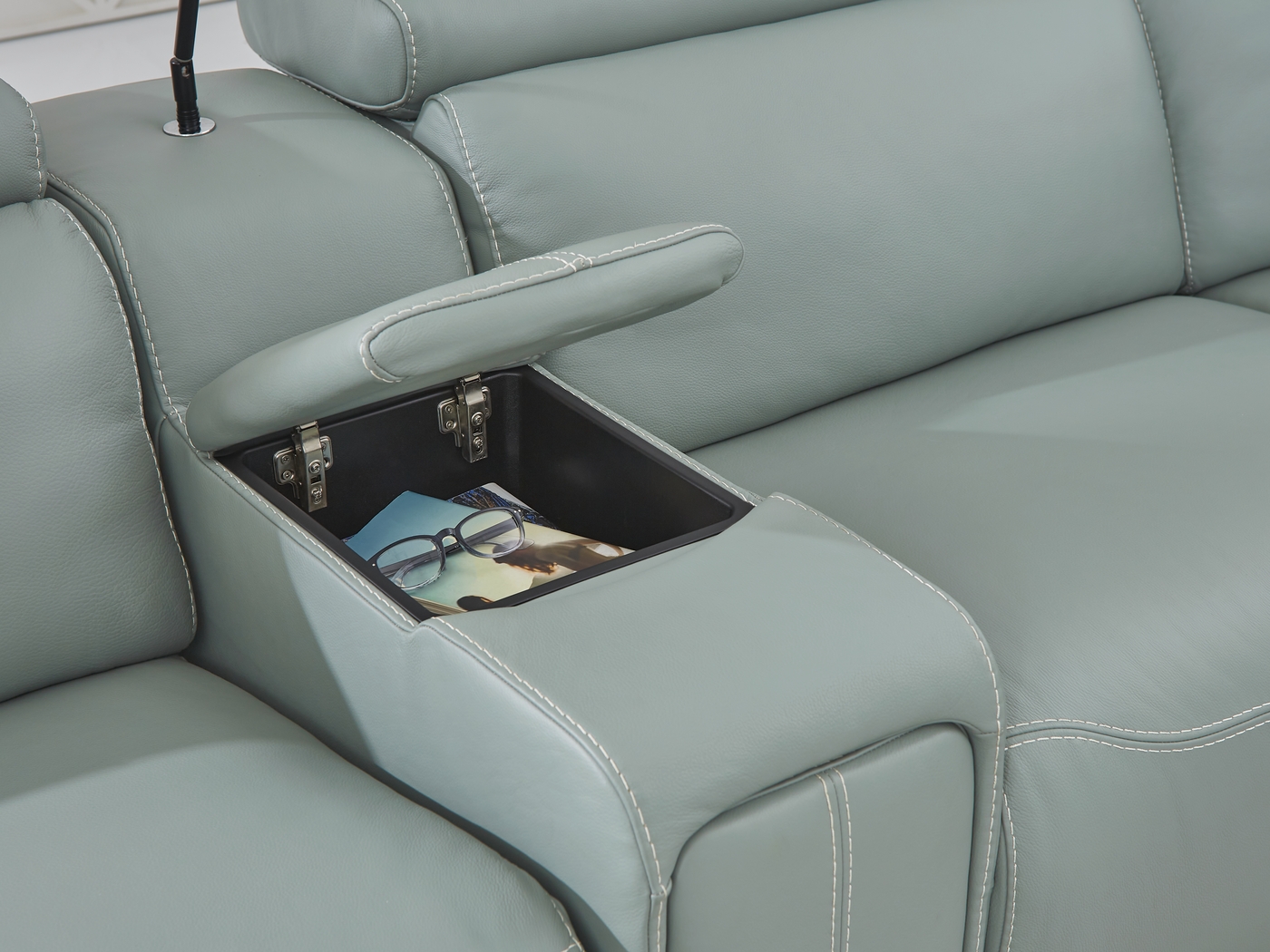 Alessio Mint Leather 10 Pc Dual Power Reclining Sectional Living Room - Thumbnail - Image 5