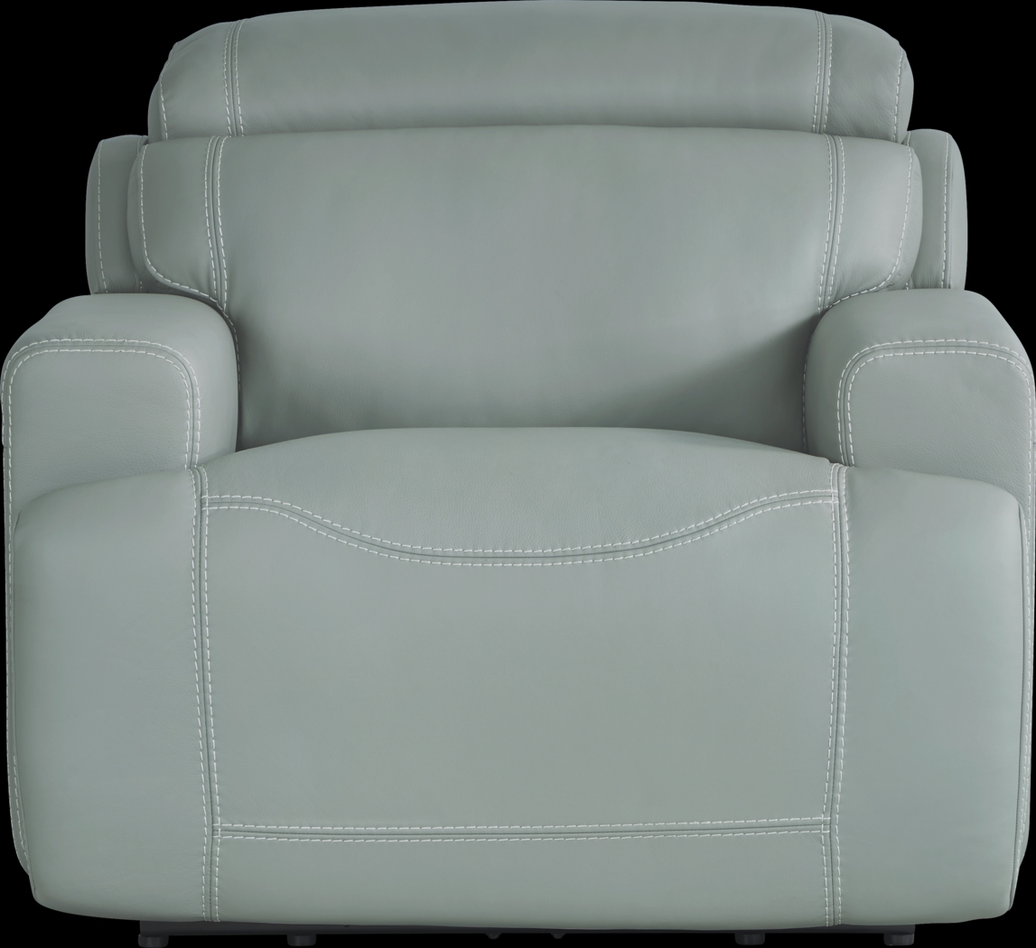 Alessio Mint Leather Dual Power Recliner - Thumbnail - Image 2