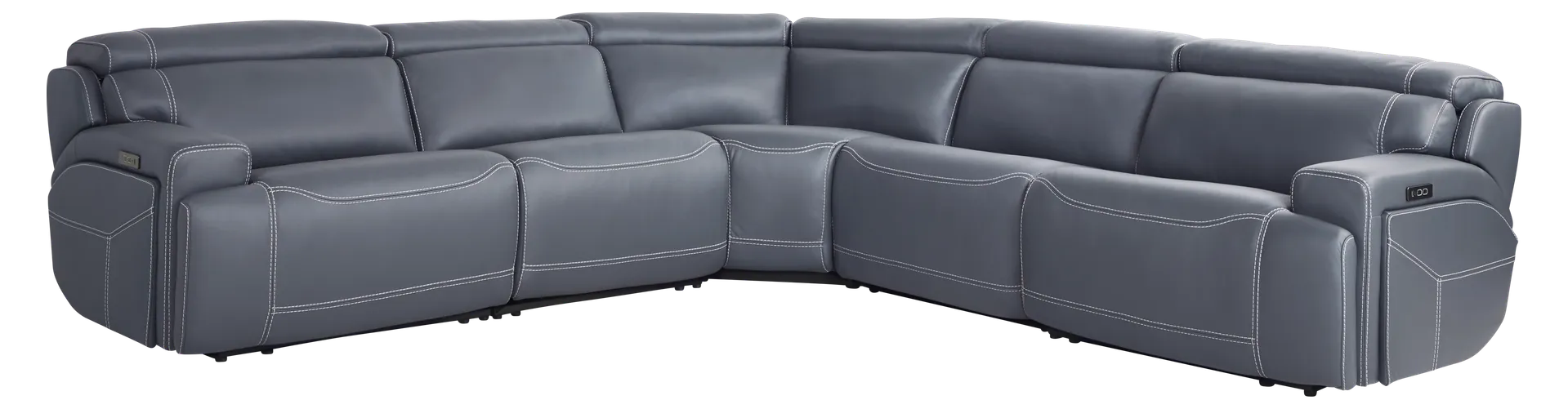 navy 5 pc dual power reclining sectional