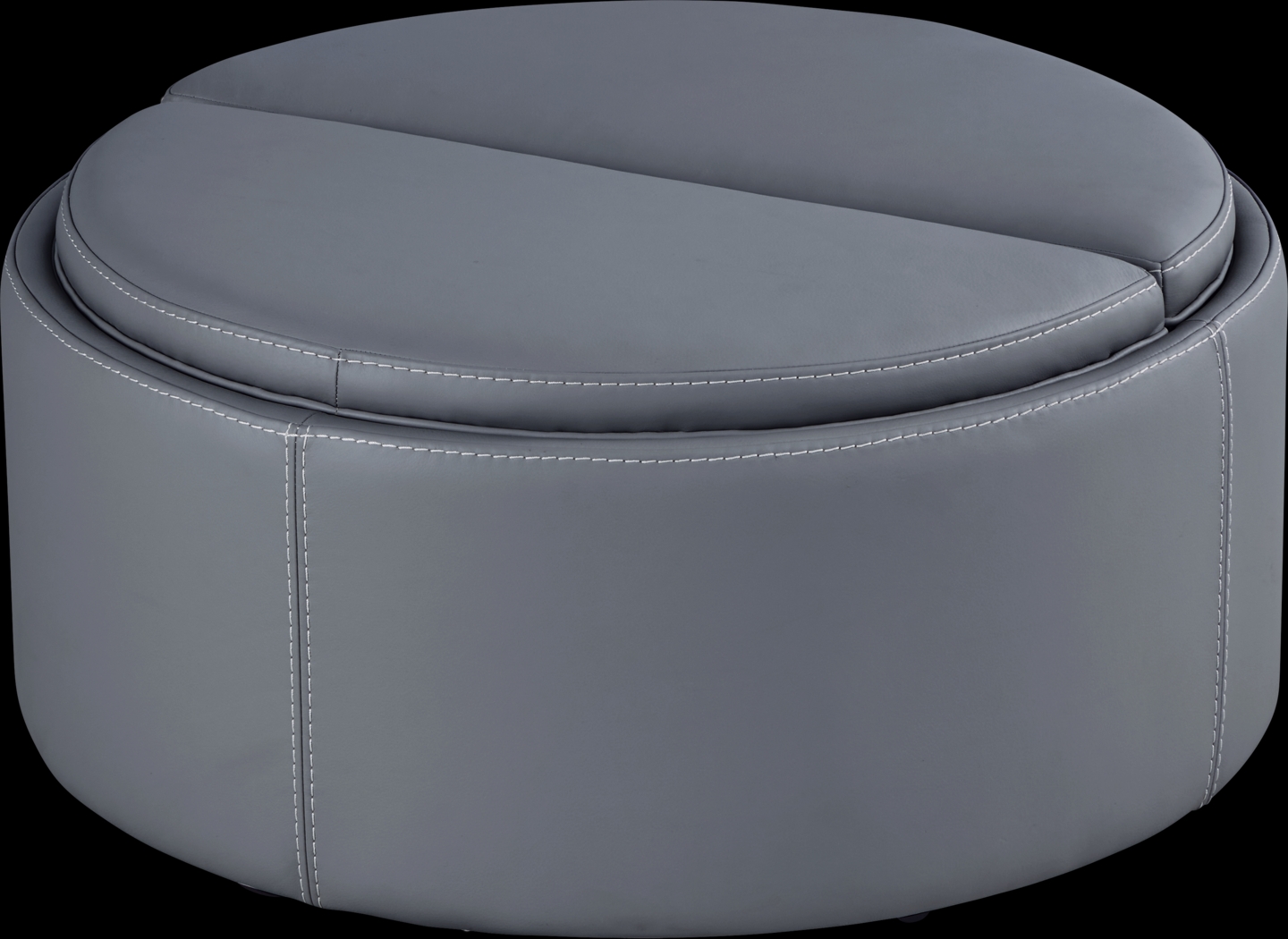Alessio Navy Leather Cocktail Storage Ottoman - Thumbnail - Image 1