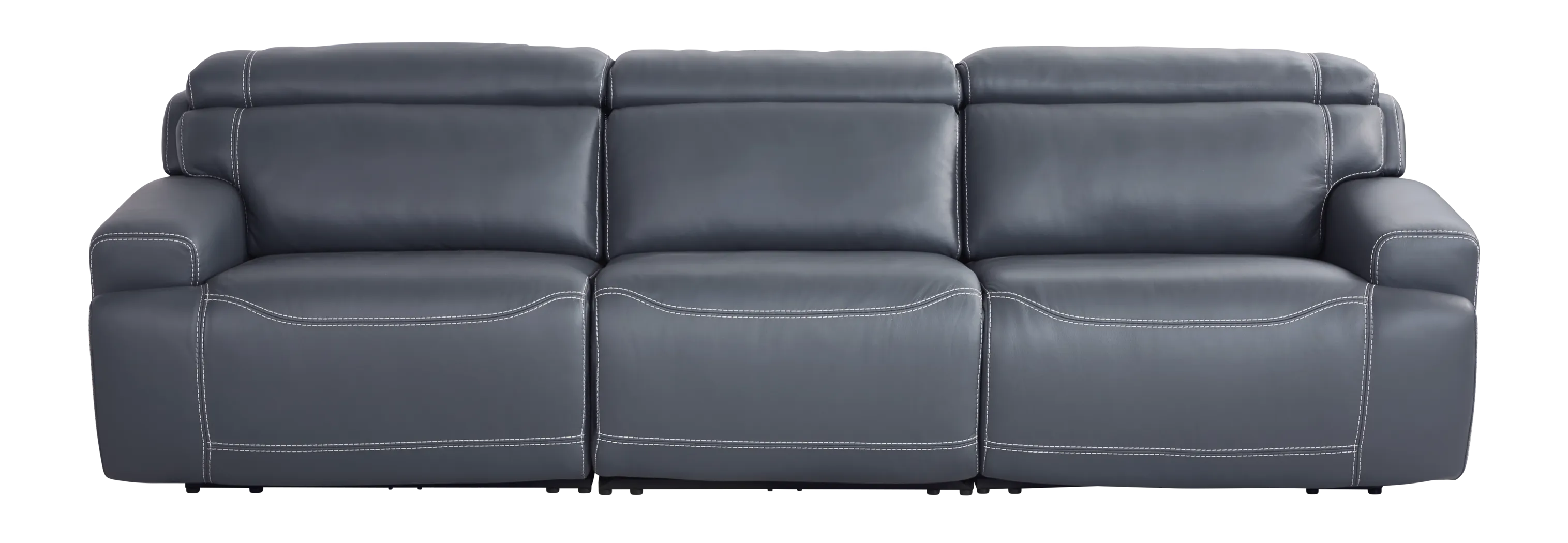 Alessio Navy Leather Dual Power Reclining Sofa - Thumbnail - Image 2
