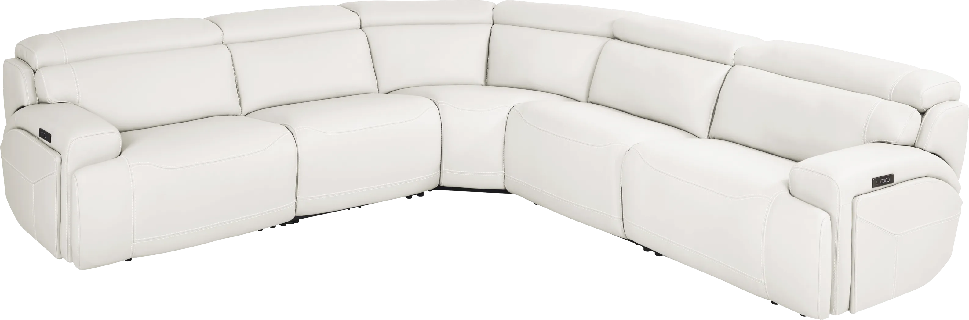 Alessio White Leather 5 Pc Dual Power Reclining Sectional - Thumbnail - Image 3