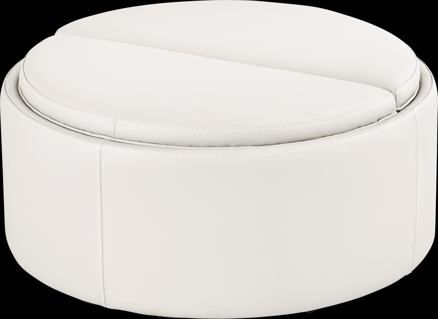 Alessio White Leather Cocktail Storage Ottoman - Thumbnail - Image 3