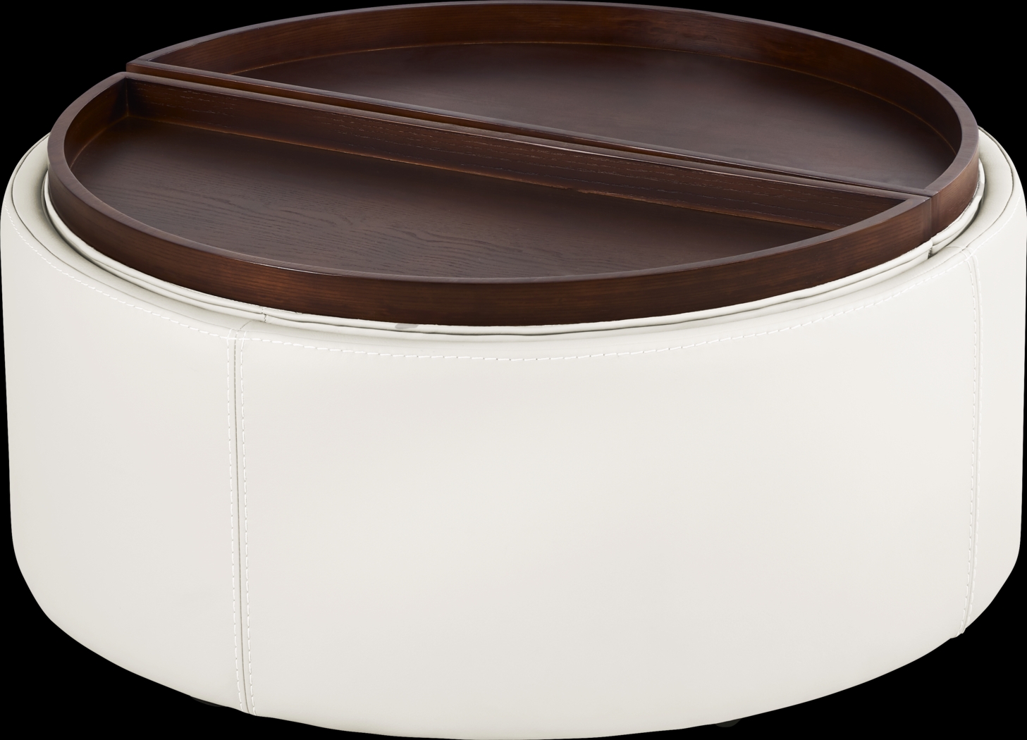 Alessio White Leather Cocktail Storage Ottoman - Thumbnail - Image 4