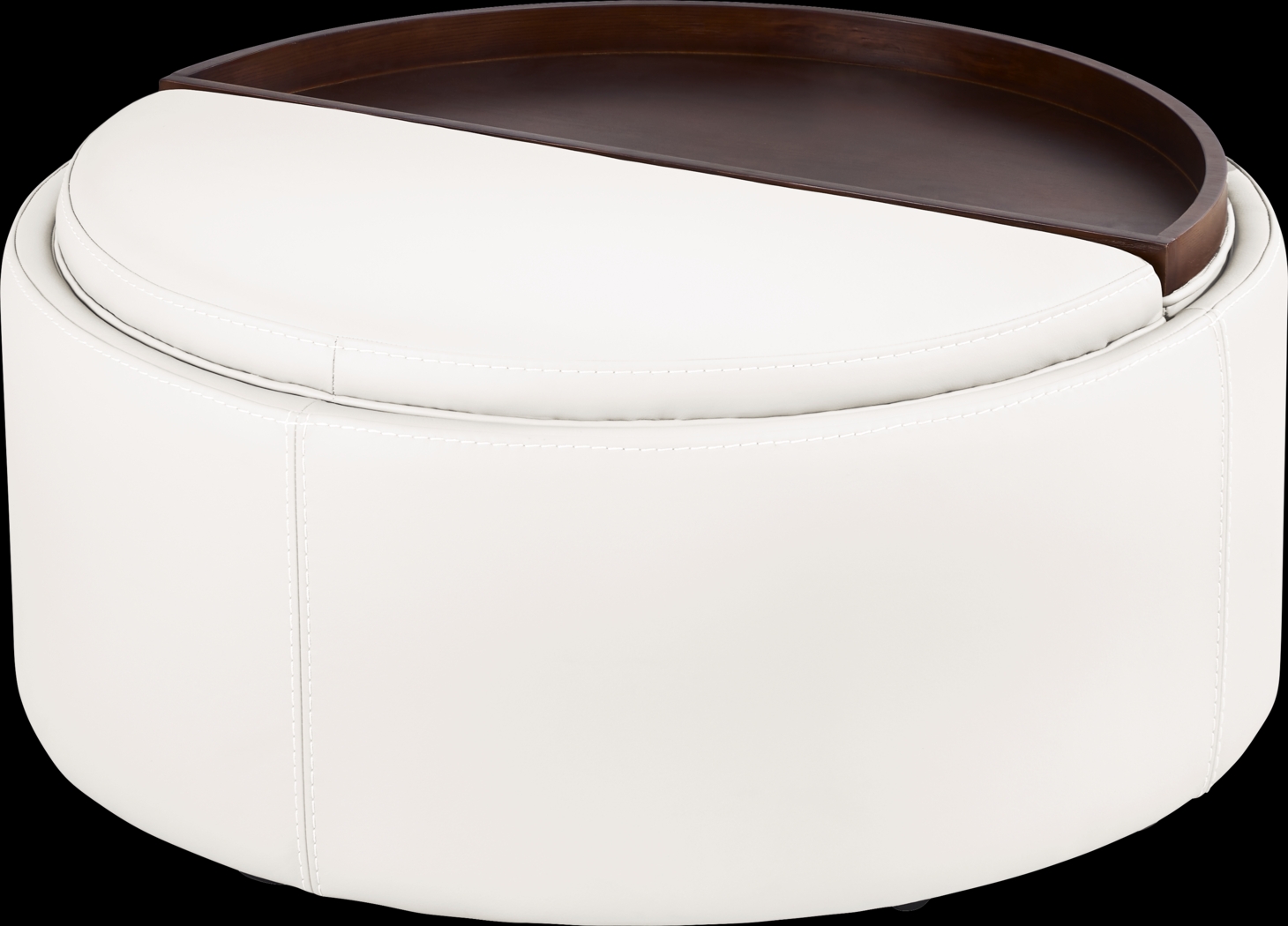 Alessio White Leather Cocktail Storage Ottoman - Thumbnail - Image 1