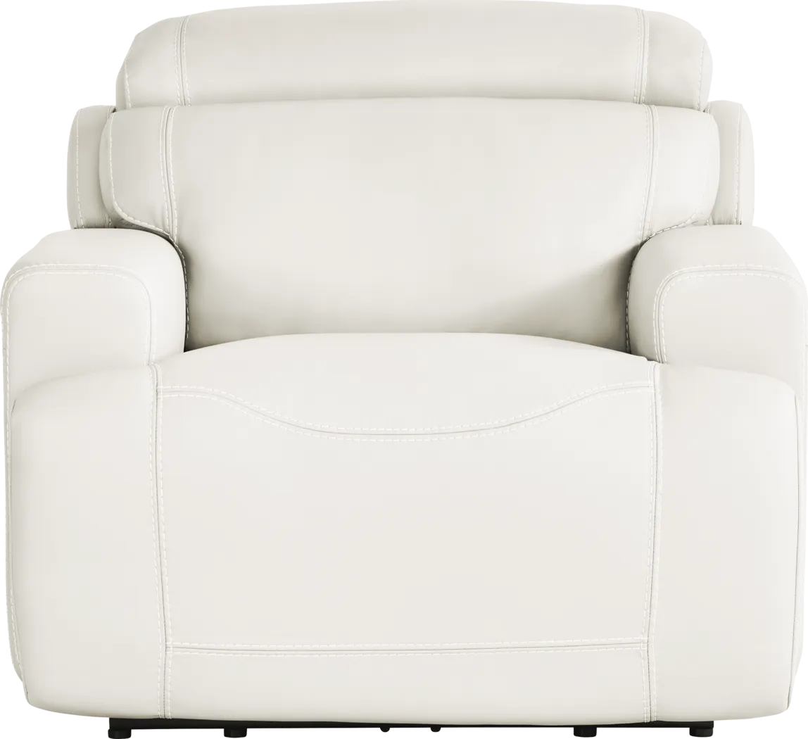 Alessio White Leather Dual Power Recliner - Thumbnail - Image 3
