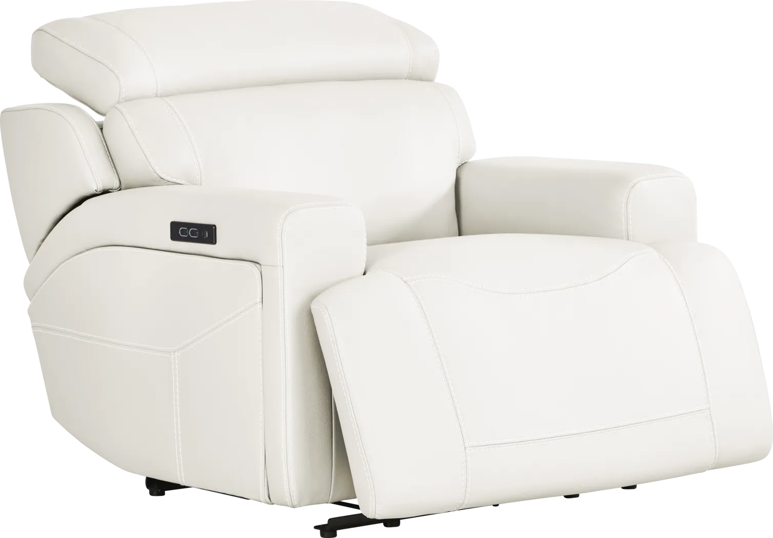 Alessio White Leather Dual Power Recliner - Thumbnail - Image 1