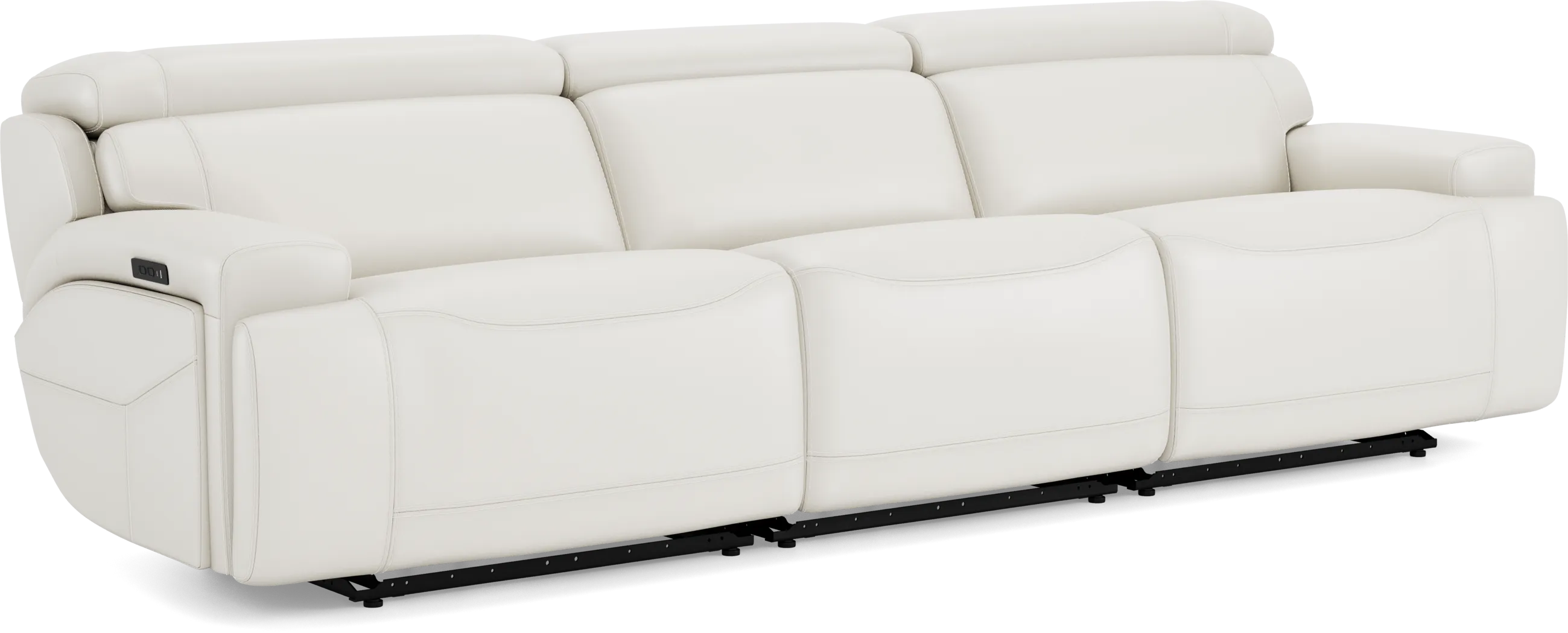 Alessio White Leather Dual Power Reclining Sofa - Image 3
