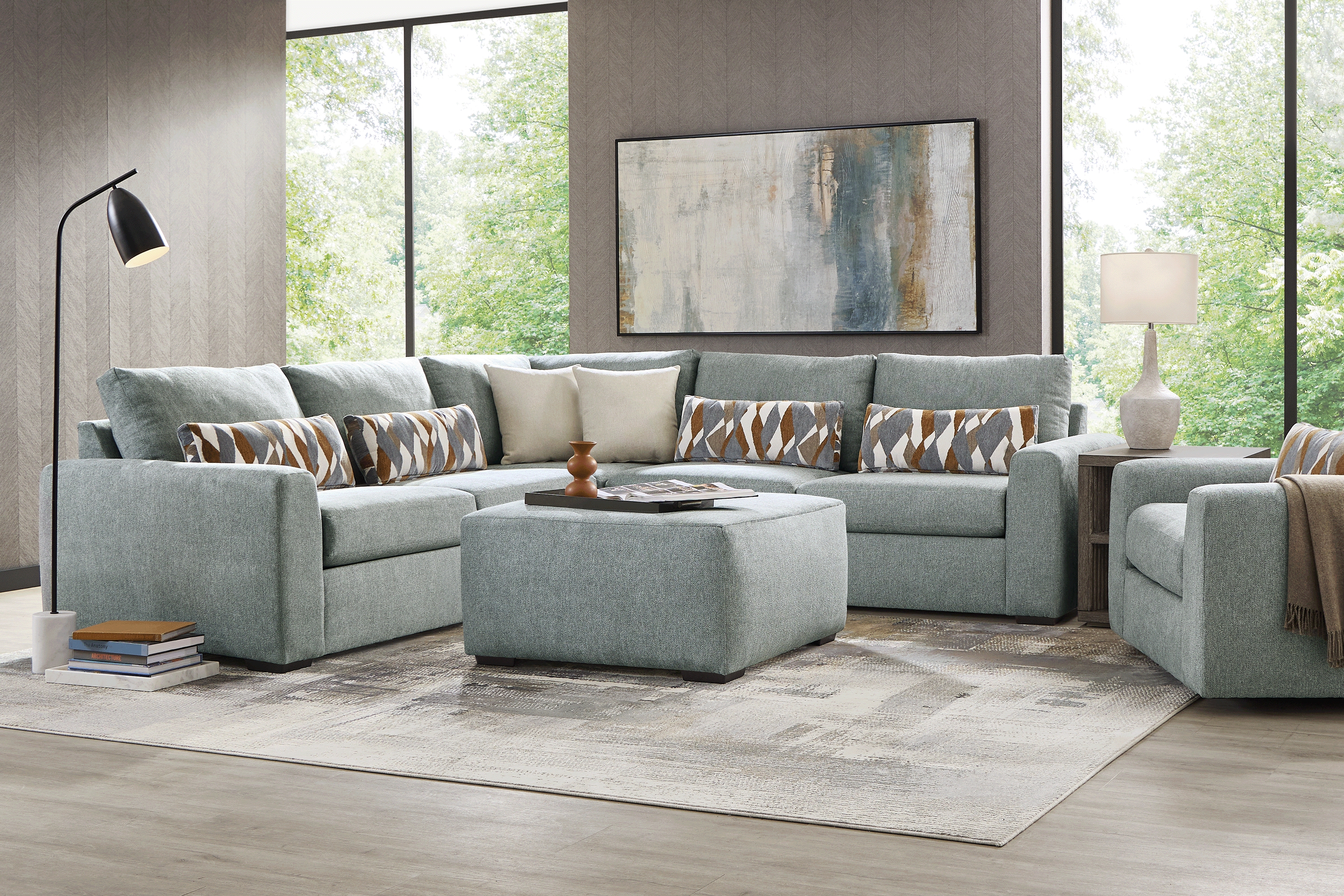 Alexander Blue 4 Pc Sectional Living Room - Thumbnail - Image 1