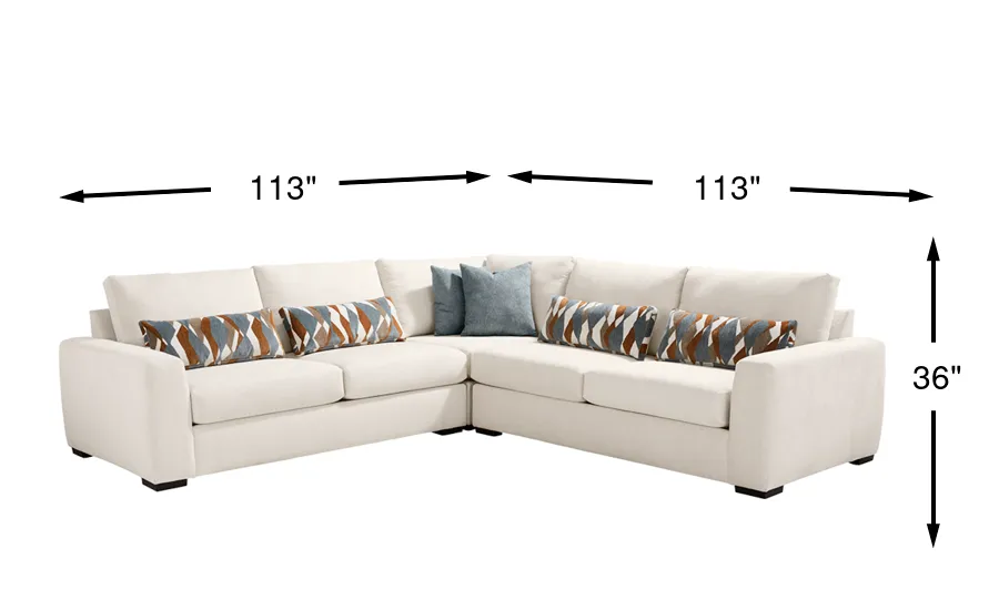 Alexander Ivory Beige Chenille Fabric 3 Pc Sectional | Rooms to Go