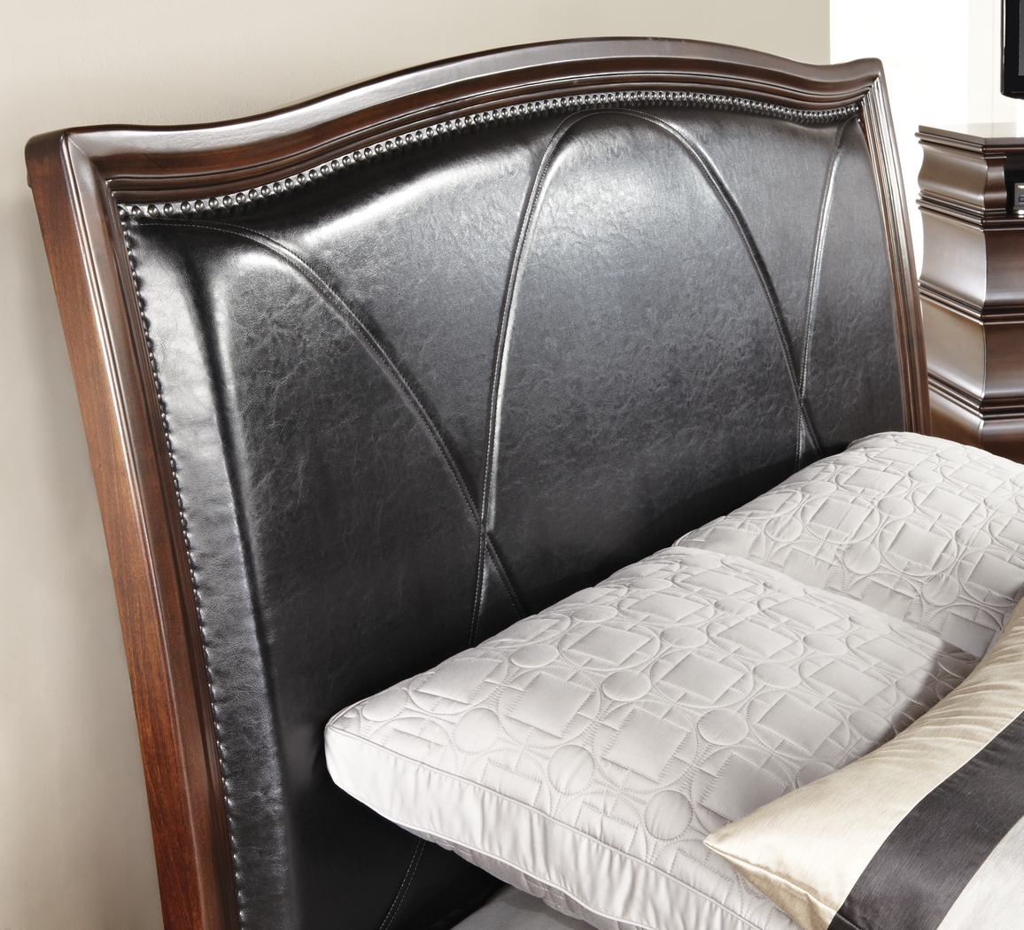 Alexi Cherry 5 Pc King Panel Bedroom with Chocolate Inset - Thumbnail - Image 5