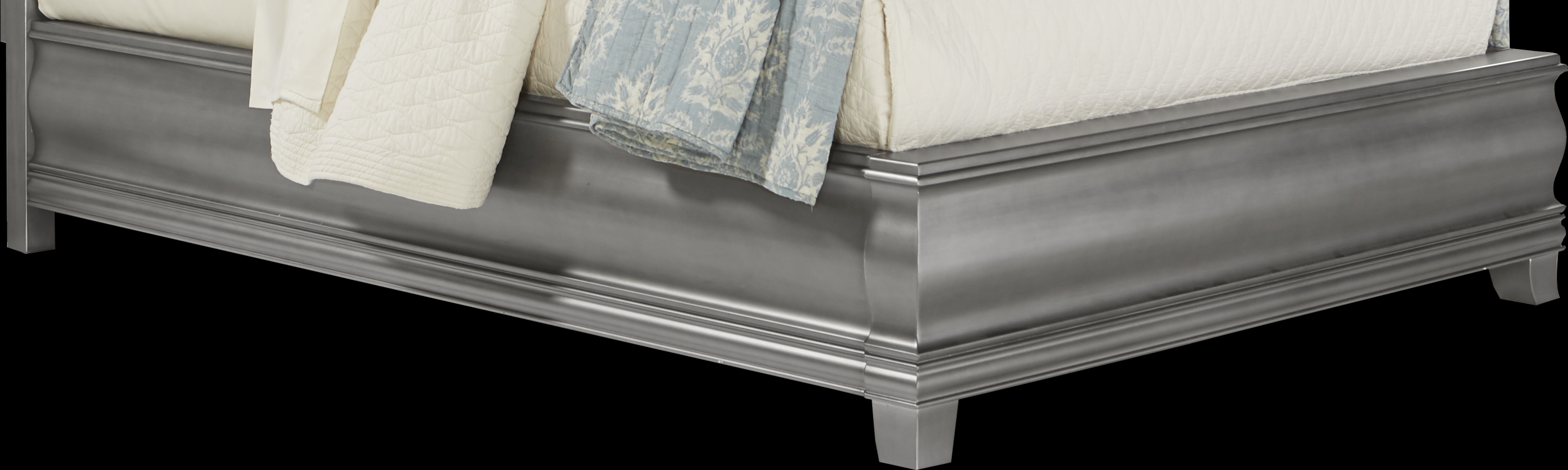 Alexi Silver 7 Pc King Panel Bedroom with Chocolate Inset - Thumbnail - Image 4