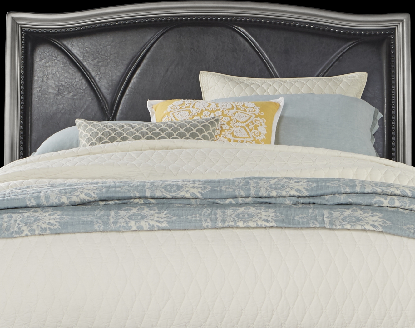 Alexi Silver 3 Pc Queen Bed with Chocolate Inset - Thumbnail - Image 3