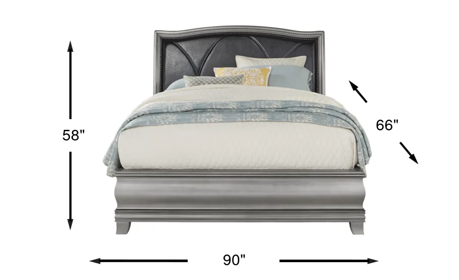 Alexi Silver Gray Chocolate Brown 3 Pc Queen Bed | Rooms to Go