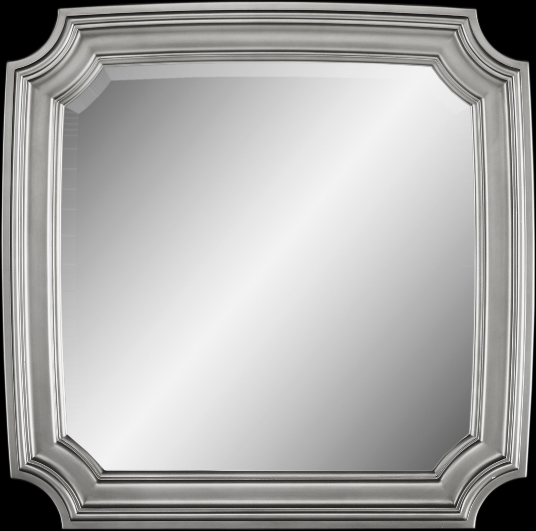 Alexi Silver 7 Pc King Panel Bedroom with Chocolate Inset - Thumbnail - Image 9