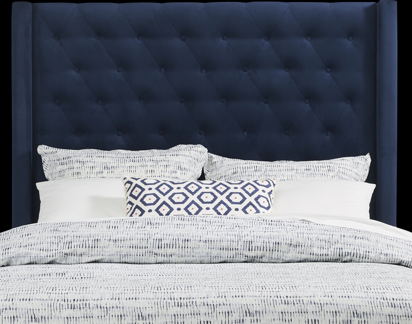 Alexis Blue 3 Pc Queen Upholstered Bed - Thumbnail - Image 3