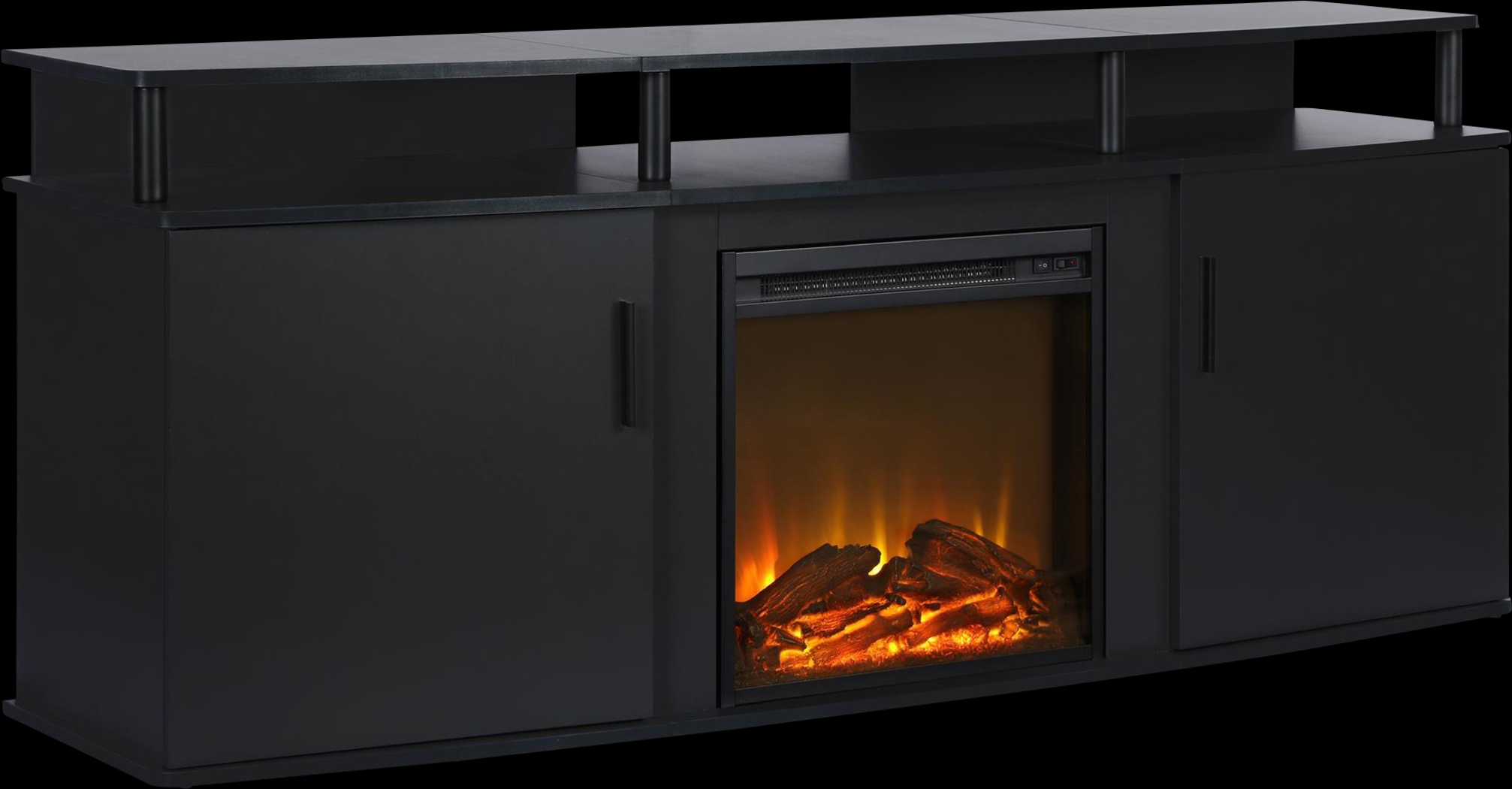 Alguire Black 63 in. Console with Electric Fireplace - Thumbnail - Image 2