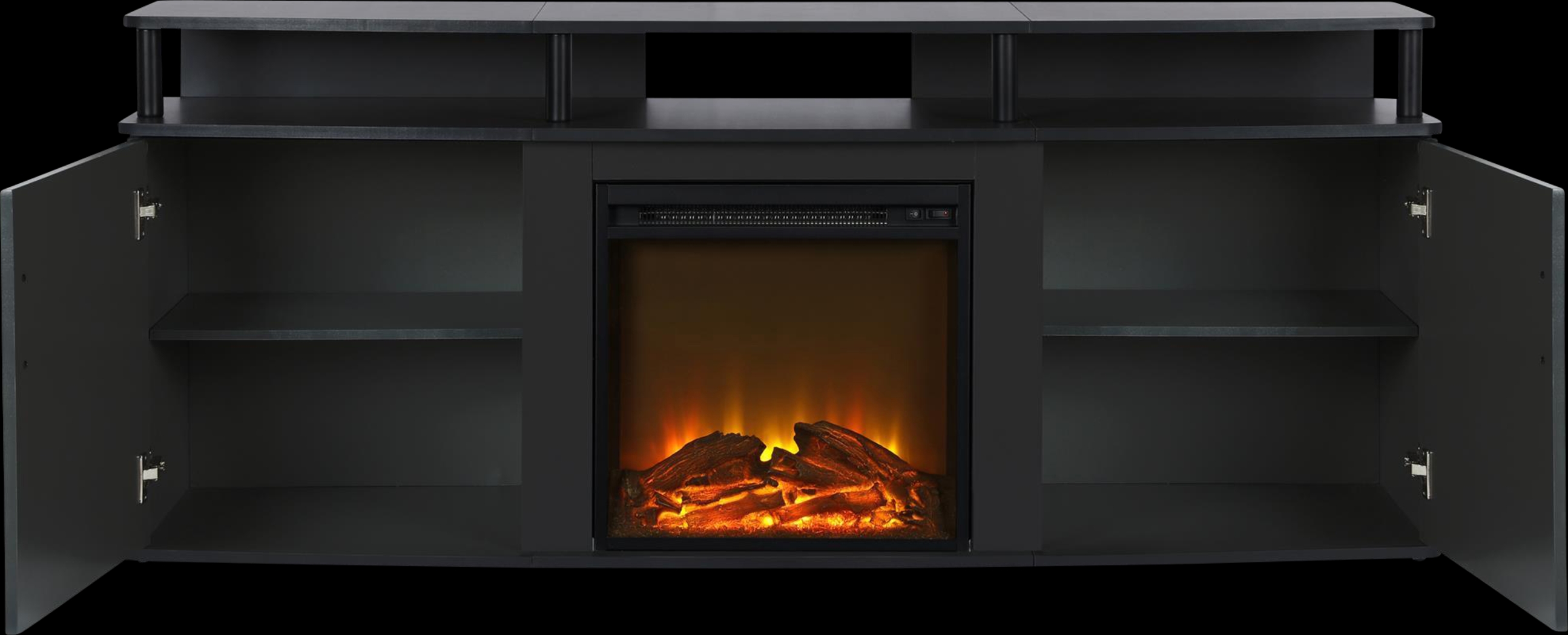 Alguire Black 63 in. Console with Electric Fireplace - Thumbnail - Image 4
