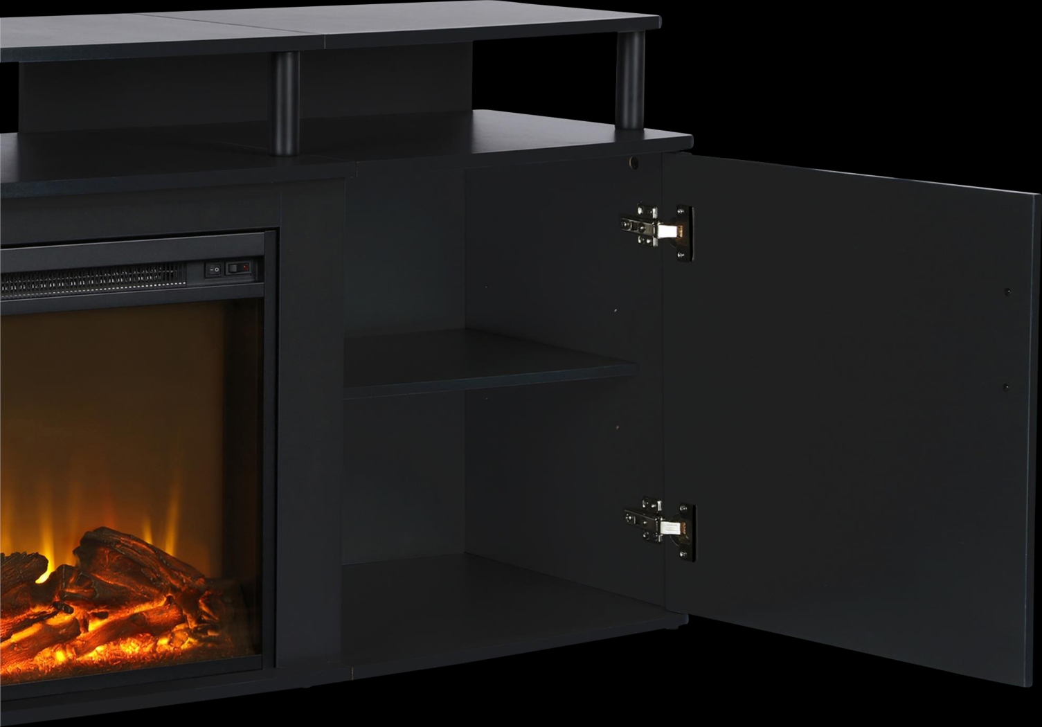 Alguire Black 63 in. Console with Electric Fireplace - Thumbnail - Image 5
