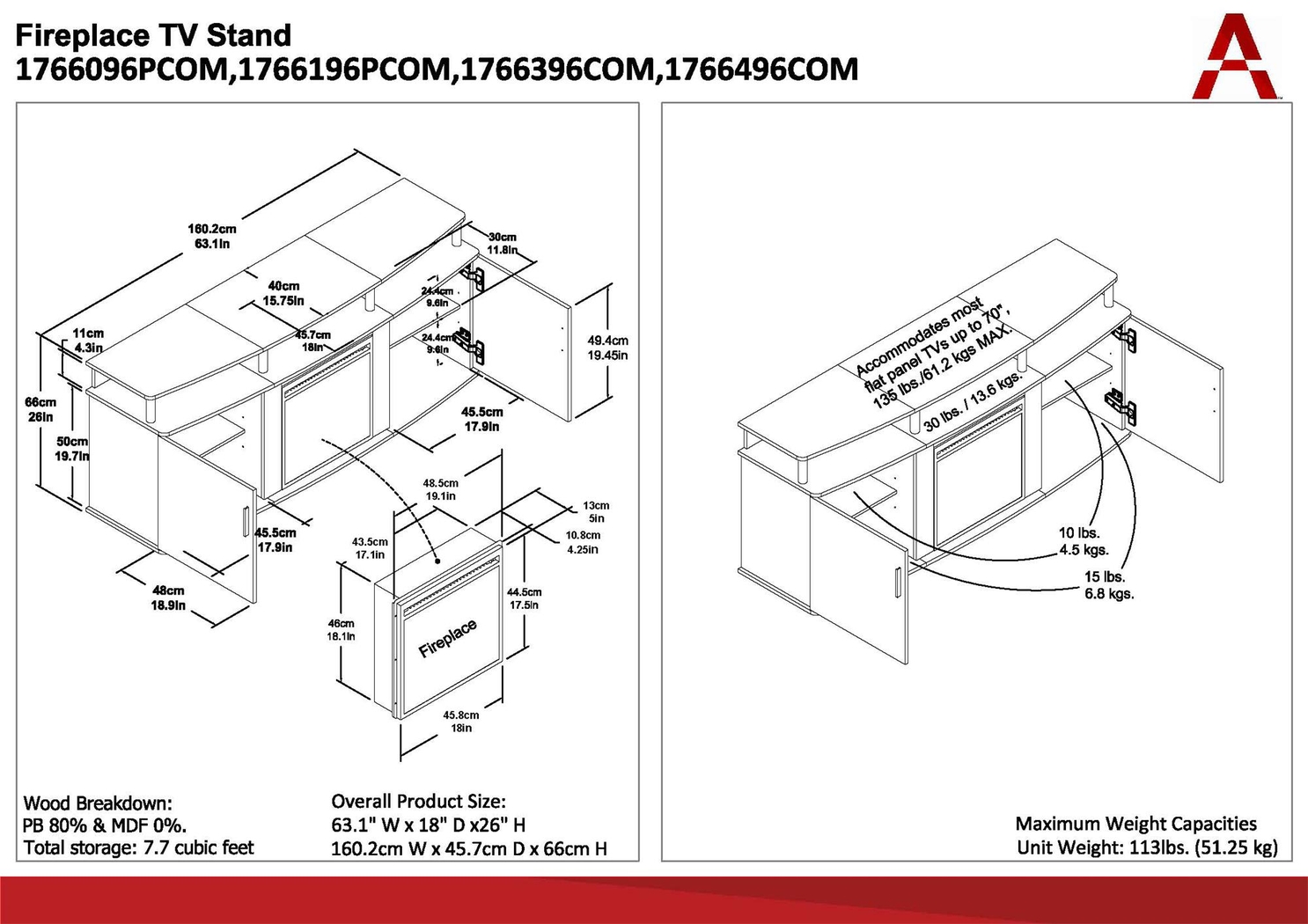 Alguire Black 63 in. Console with Electric Fireplace - Thumbnail - Image 10