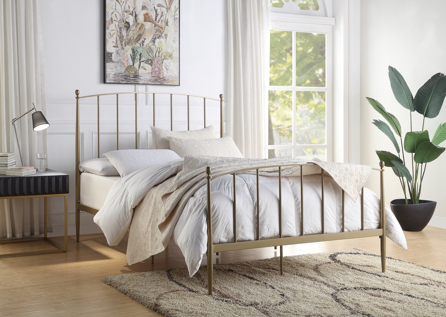 Alicemont Gold Queen Platform Bed - Thumbnail - Image 2