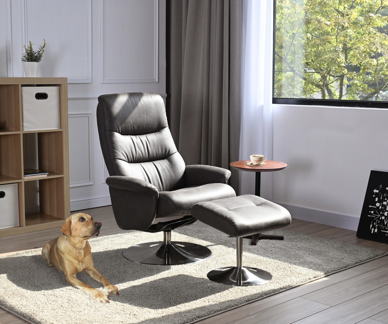 Alileah Gray Recliner and Ottoman - Thumbnail - Image 2