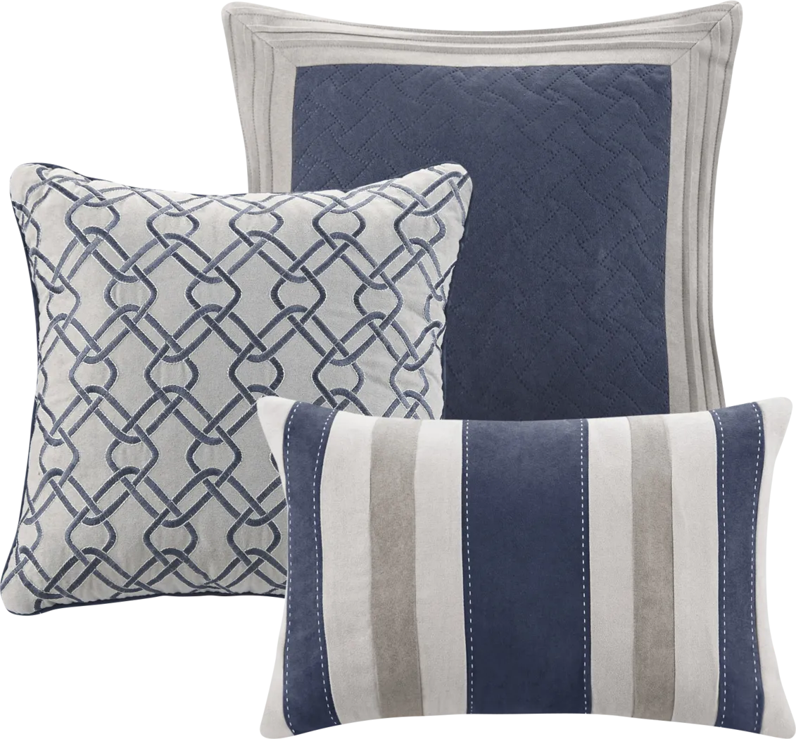 Alima Blue 7 Pc California King Comforter Set - Thumbnail - Image 10