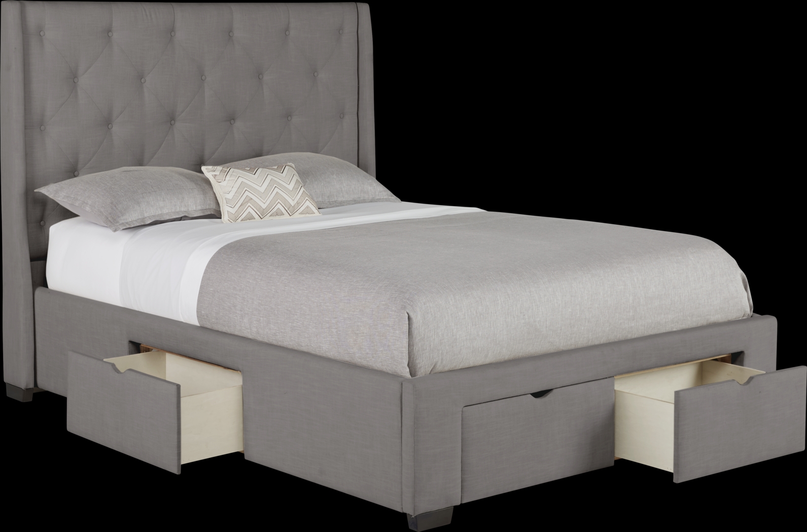 Alison Gray 3 Pc King Upholstered Bed with 4 Drawer Storage - Thumbnail - Image 1