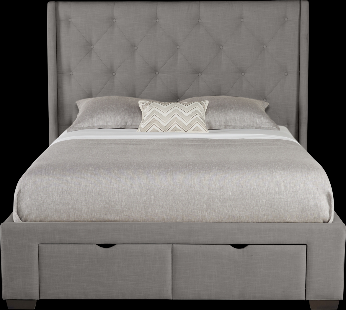Alison Gray 3 Pc Queen Upholstered Bed with 2 Drawer Storage - Thumbnail - Image 1