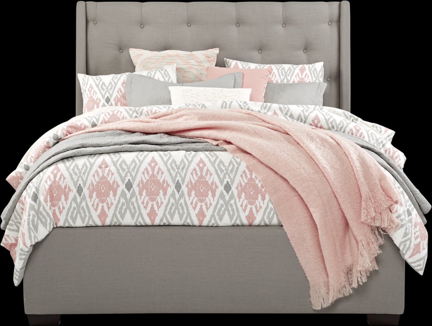 Alison Gray 3 Pc Queen Upholstered Bed - Thumbnail - Image 1