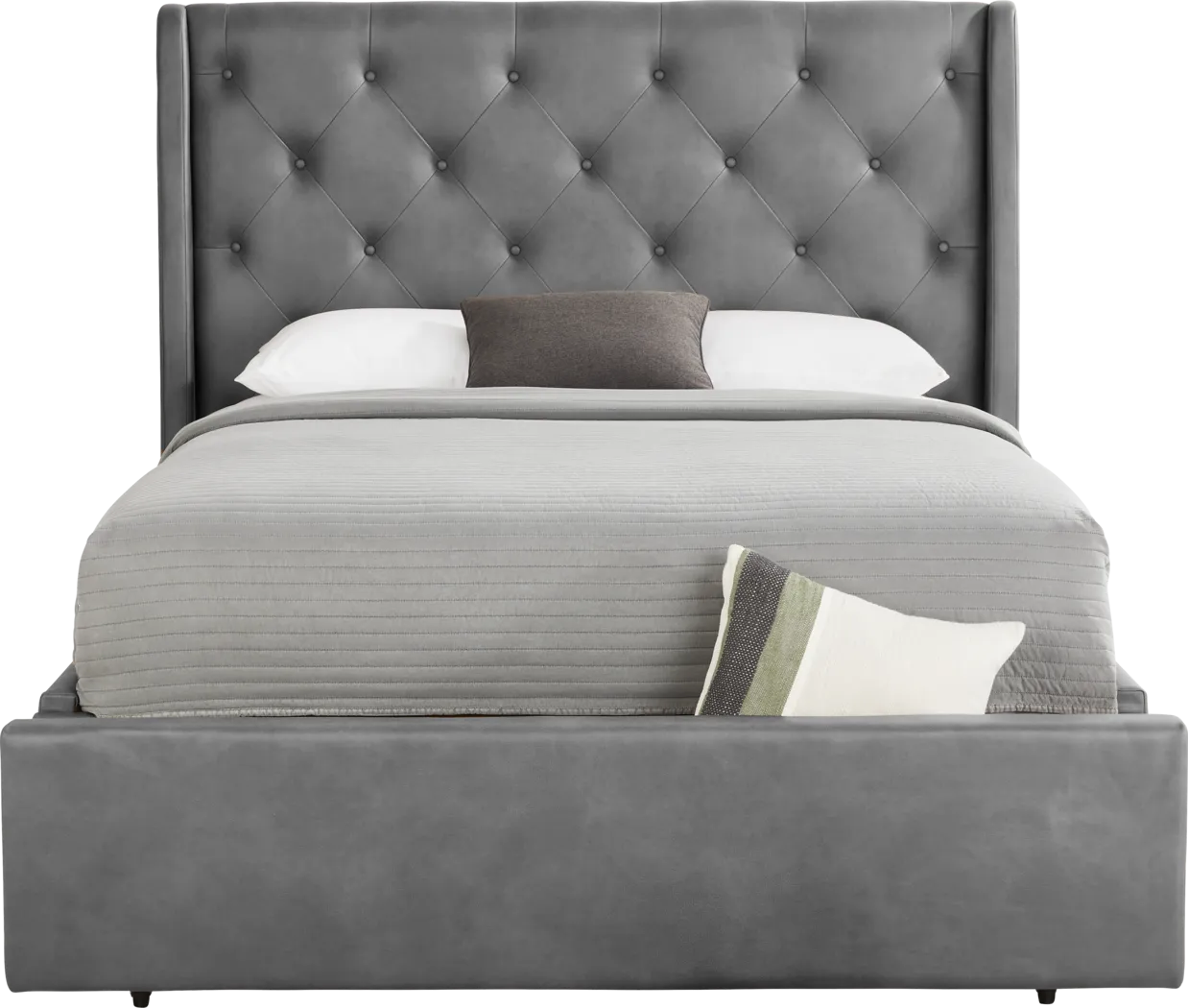 Alison II Gray 3 Pc King Upholstered Storage Bed - Thumbnail - Image 1