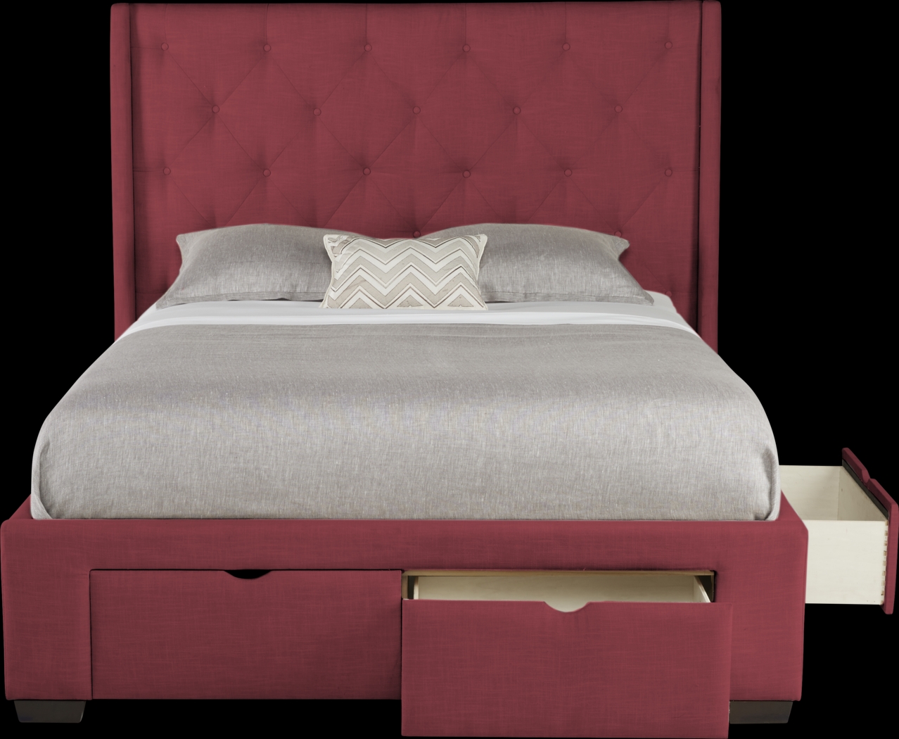 Alison Red 3 Pc King Upholstered Bed with 4 Drawer Storage - Thumbnail - Image 1