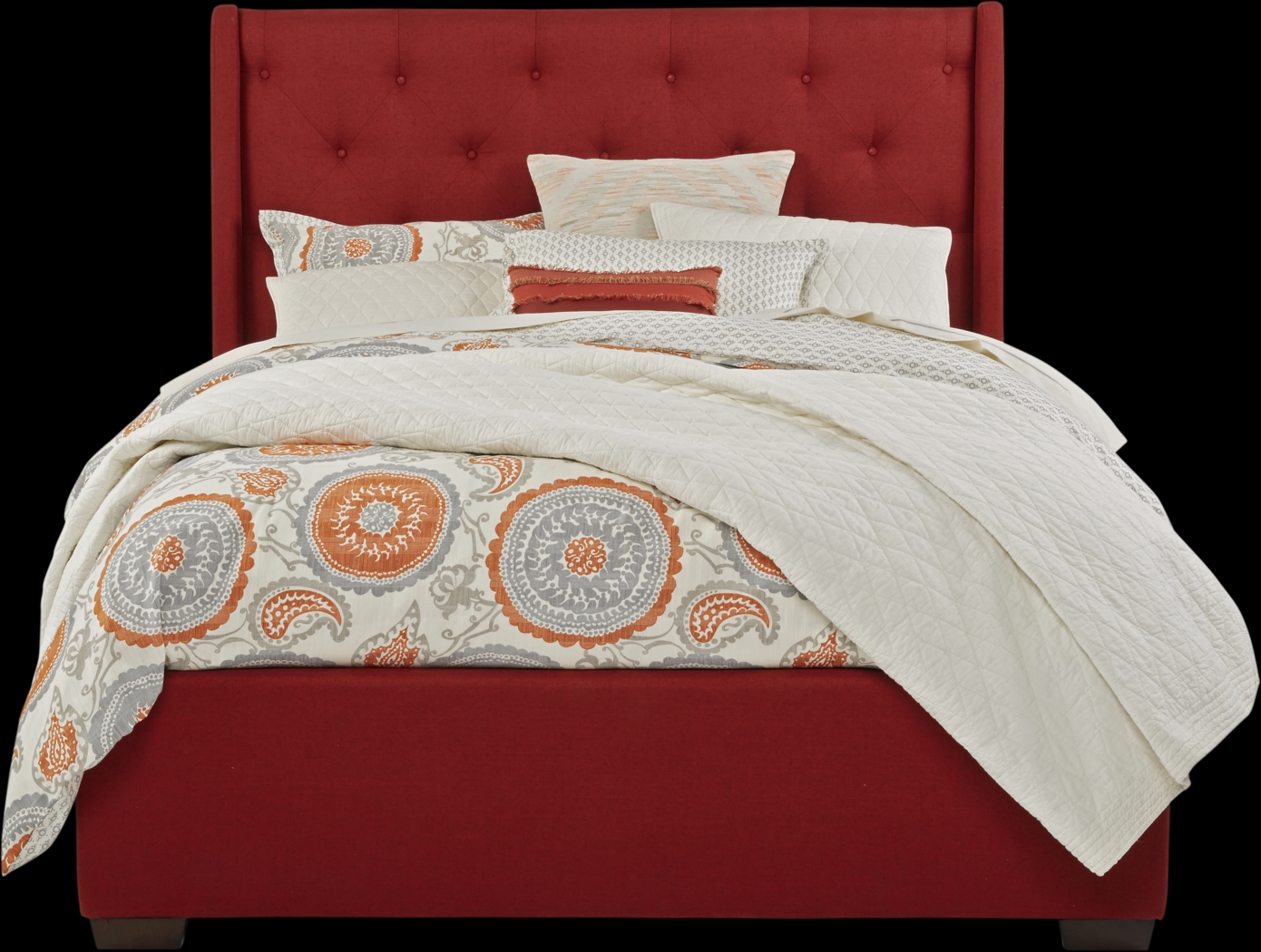 Alison Red 3 Pc Queen Upholstered Bed - Thumbnail - Image 1