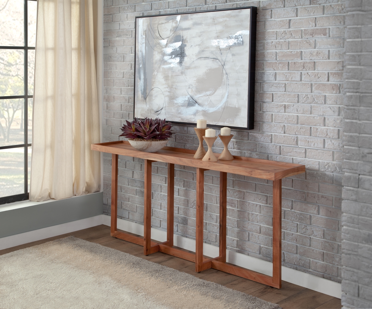 Alkae Brown Sofa Table - Thumbnail - Image 2