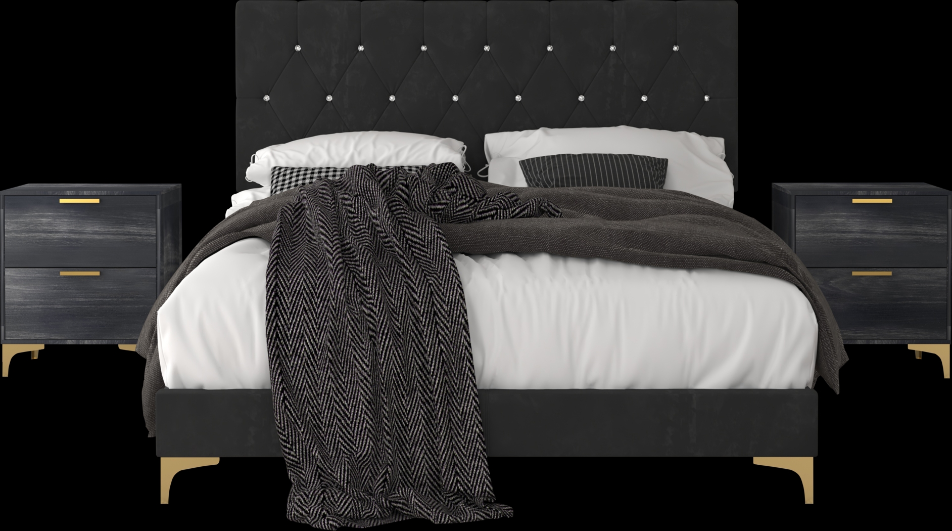 Allengrove Black King Bed with 2 Nightstands - Thumbnail - Image 1