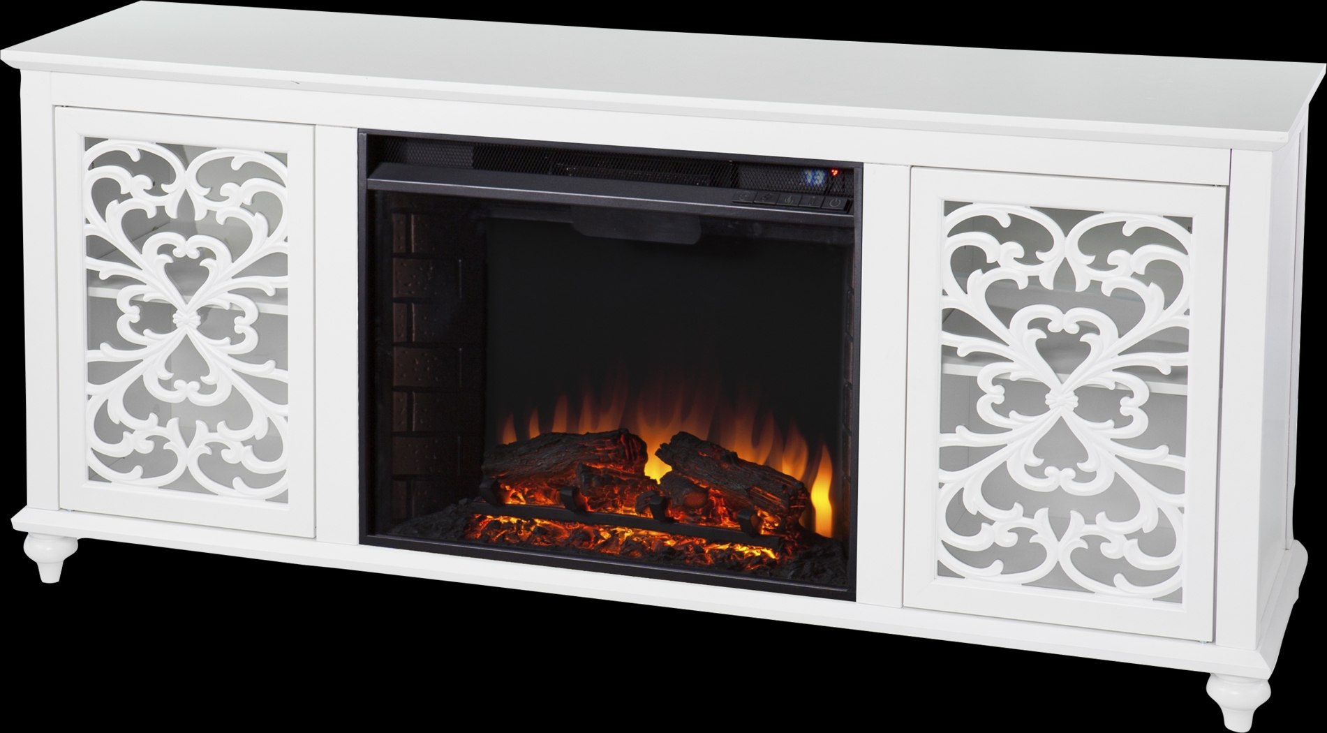 Allgehenny II White 58 in. Console With Electric Log Fireplace - Thumbnail - Image 1