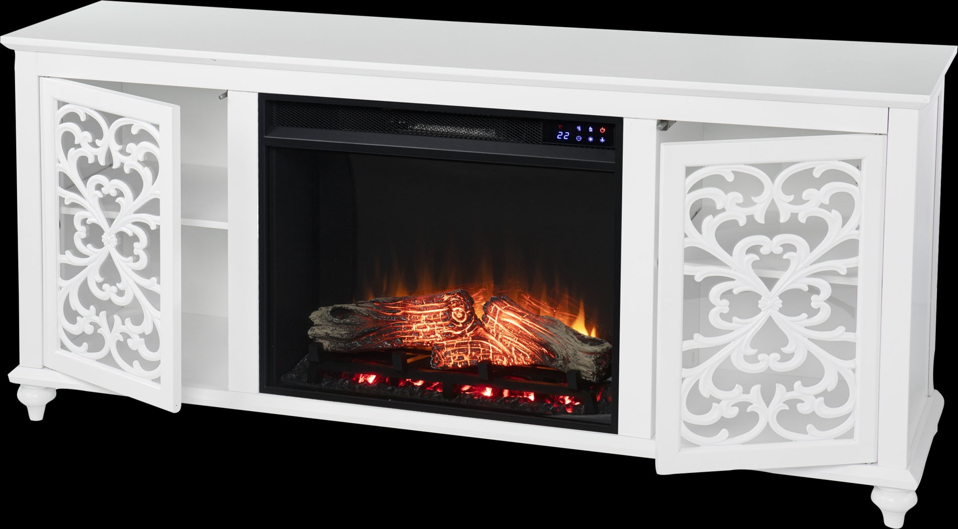 Allgehenny IV White 58 in. Console, With Touch Panel Electric Fireplace - Thumbnail - Image 2