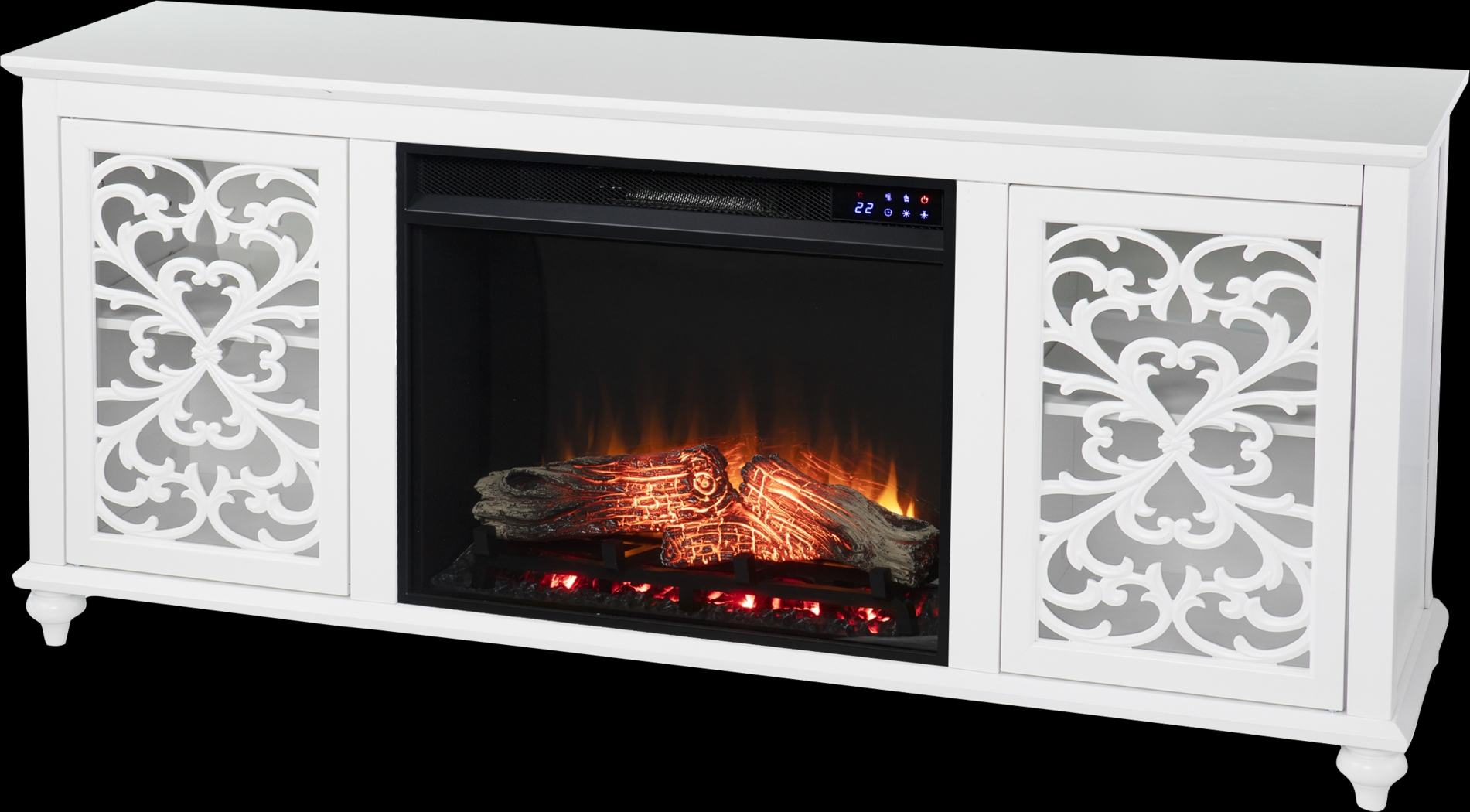 Allgehenny IV White 58 in. Console, With Touch Panel Electric Fireplace - Thumbnail - Image 1
