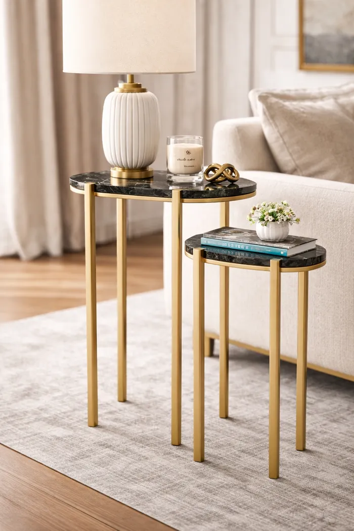 Alliu Black/Gold Nesting Table, Set of 2 - Thumbnail - Image 2
