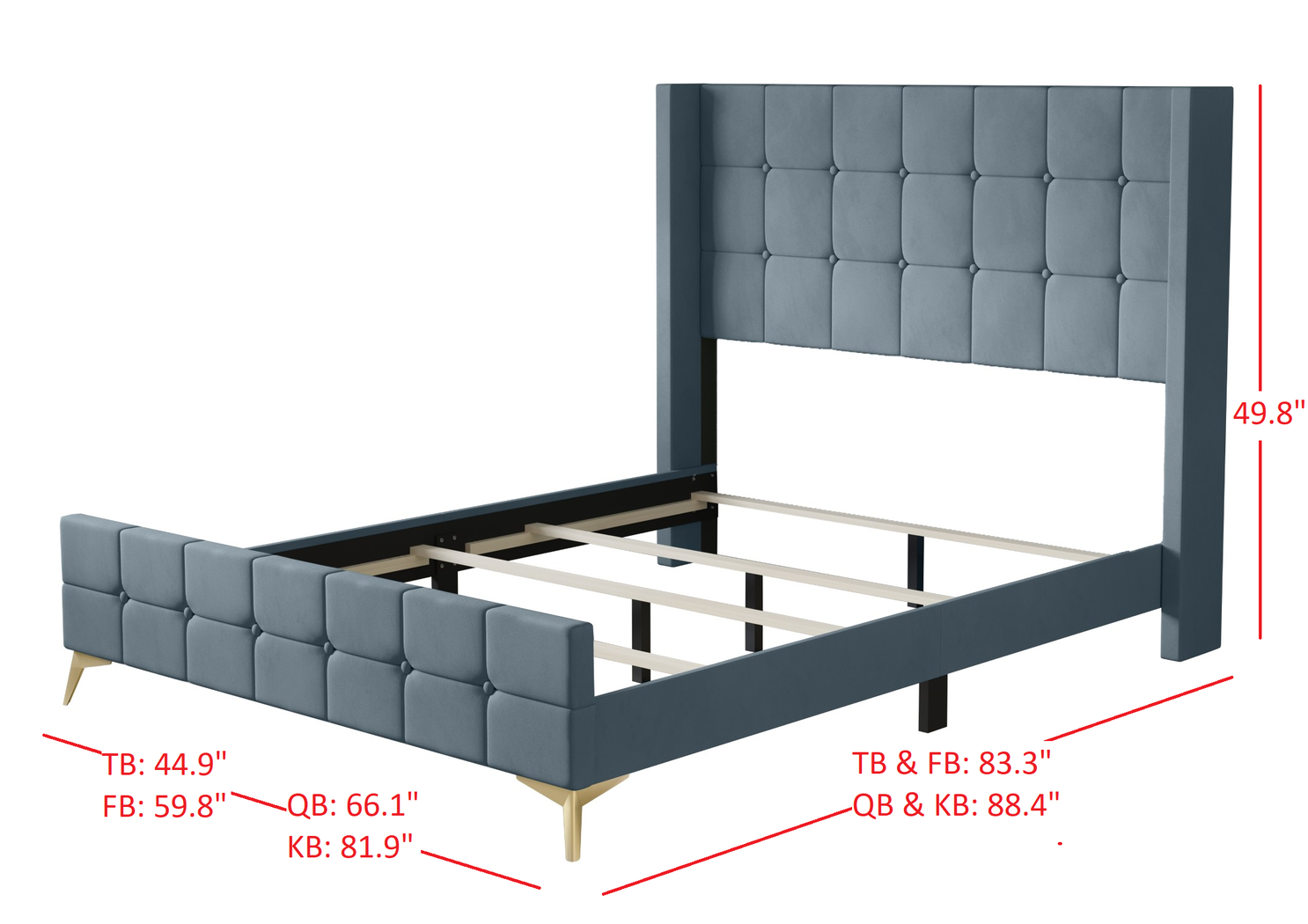 Allpeina Gray Queen Bed - Thumbnail - Image 5